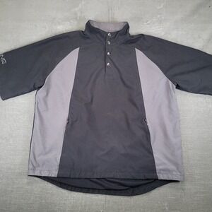 Ping Collection Mens L Black Gray Snap Neck Short Sleeve Golf Windshirt Pullover
